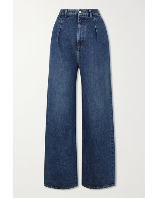 Loulou Studio Attu Pleated Organic High-rise Wide-leg Jeans
