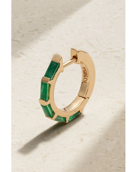 Kolours Jewelry 14-karat Gold Emerald Single Hoop Earring