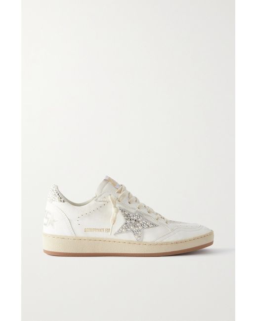 Golden Goose Ball Star Shearling-lined Embellished Distressed Leather Sneakers