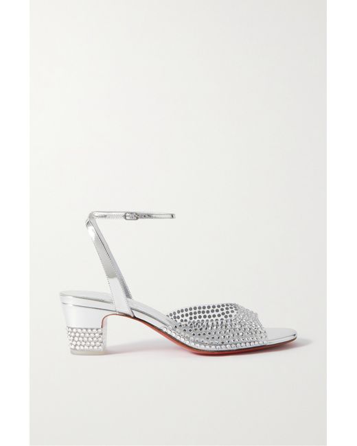 Christian Louboutin Cassandrissima 45 Crystal-embellished Pvc And Metallic Leather Sandals