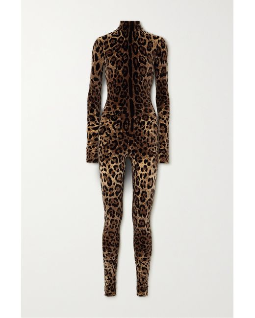 Dolce & Gabbana Kim Leopard-print Cotton-blend Chenille Jumpsuit Leopard print