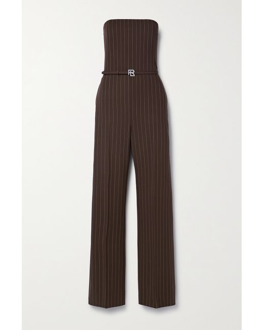 Ralph Lauren Collection Markus Strapless Pinstriped Wool Jumpsuit