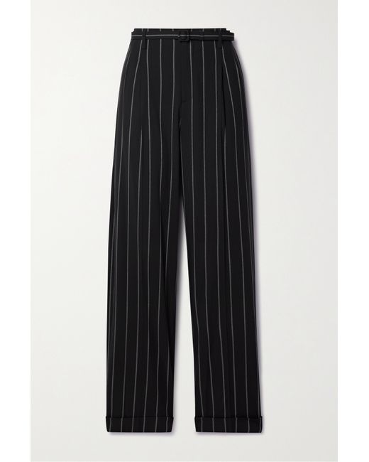 Ralph Lauren Collection Stamford Pleated Pinstriped Wool Straight-leg Pants