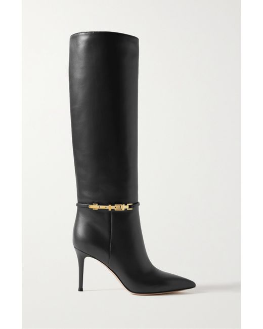 Gianvito Rossi Glove 85 Embellished Leather Knee Boots