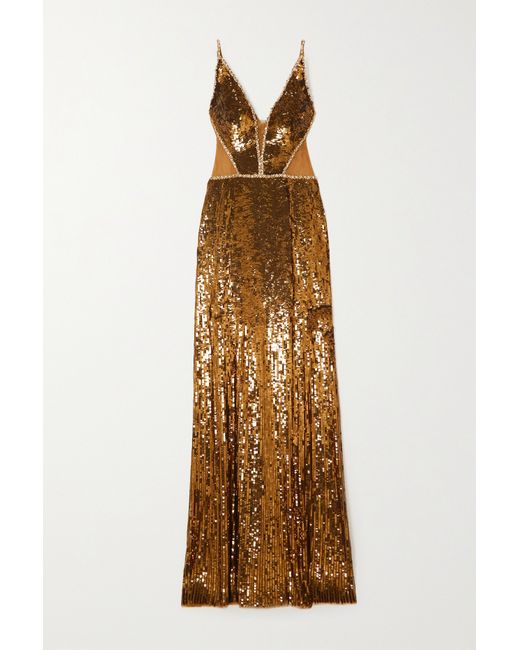 Jenny Packham Amara Crystal-embellished Sequined Tulle Gown Bronze