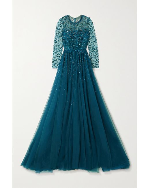 Jenny Packham Constantine Embellished Sequined Tulle Gown