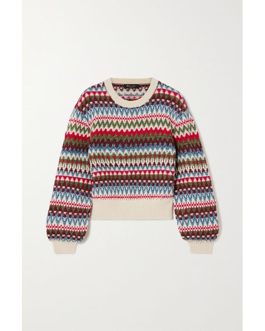 Loro Piana Trujillo Fair Isle Silk Cashmere And Cotton-blend Sweater