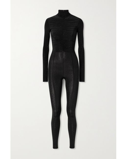 Alex Perry Cove Crystal-embellished Stretch-jersey And Mesh Turtleneck Jumpsuit
