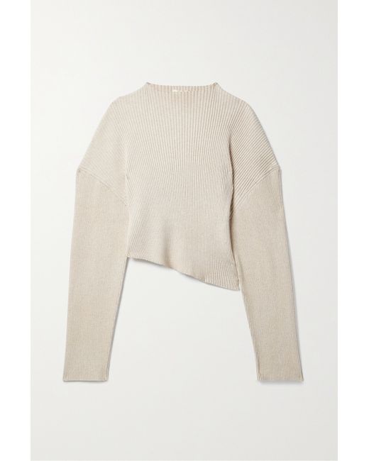 The Row Danana Asymmetric Ribbed Cotton Sweater