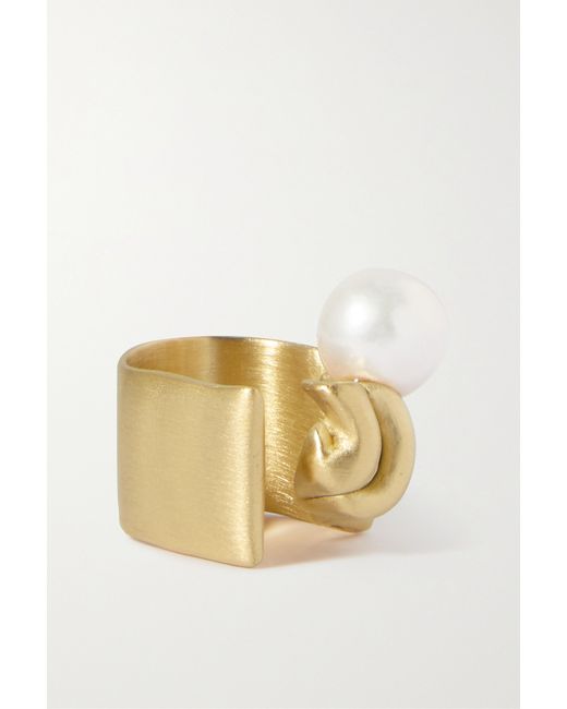Completedworks Crumple Recycled Vermeil Pearl Ring L