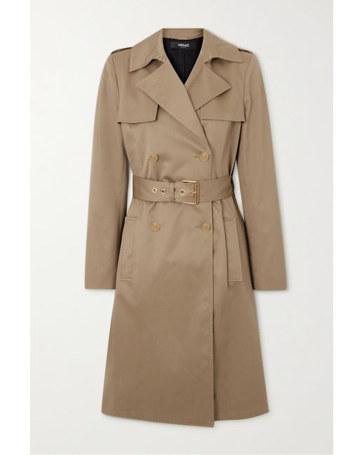Versace Belted Double-breasted Cotton-gabardine Trench Coat