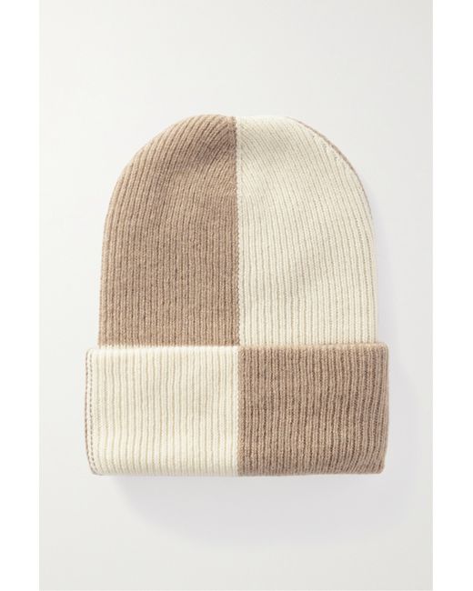 The Elder Statesman Parker Checked Ribbed Cashmere Beanie