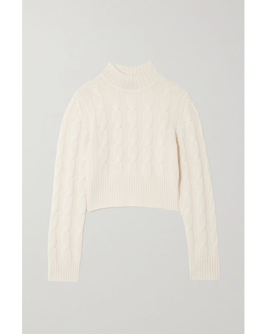 Le Kasha Murano Cropped Cable-knit Organic Cashmere Turtleneck Sweater