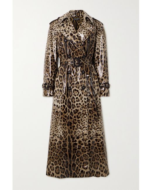 Dolce & Gabbana Double-breasted Leopard-print Coated-canvas Trench Coat Leopard print