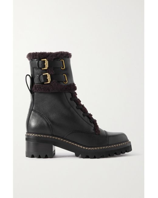 See by Chloé Mallory Shearling-lined Leather Combat Boots