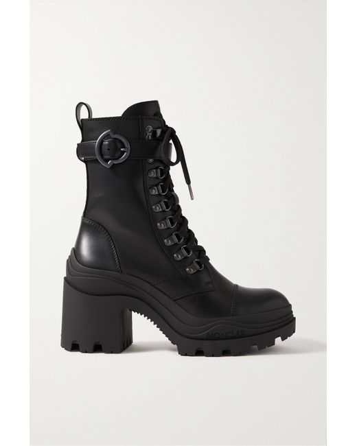 Moncler Envile Buckled Leather Combat Boots