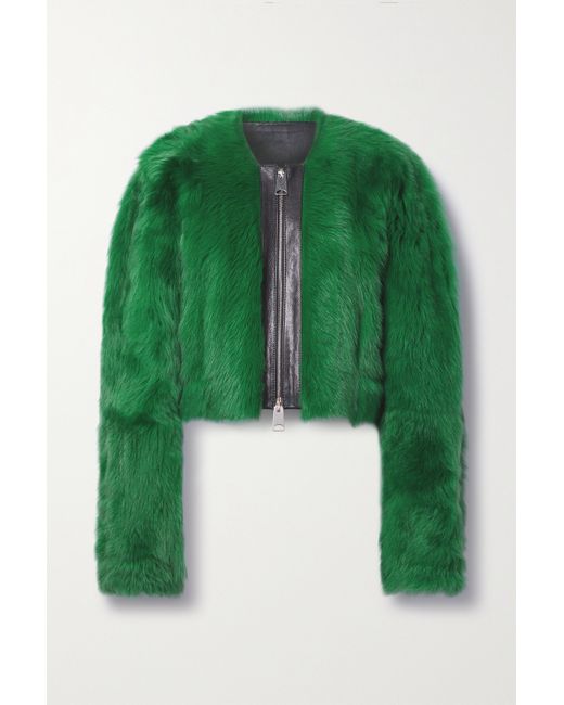 Khaite Gracell Cropped Leather-trimmed Shearling Jacket