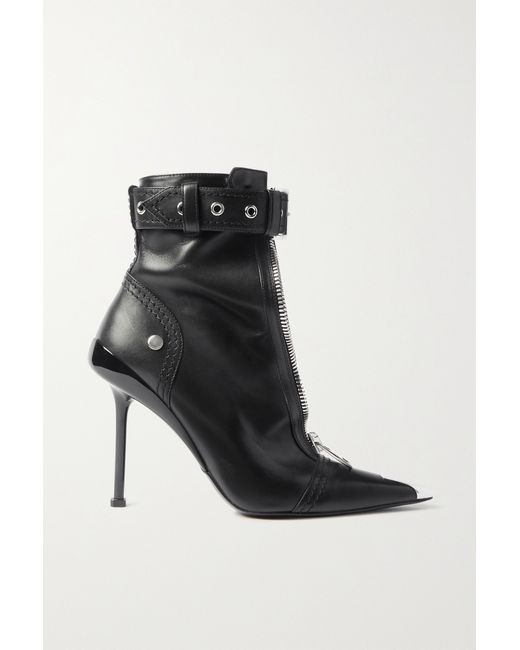 Alexander McQueen Buckled Leather Ankle Boots