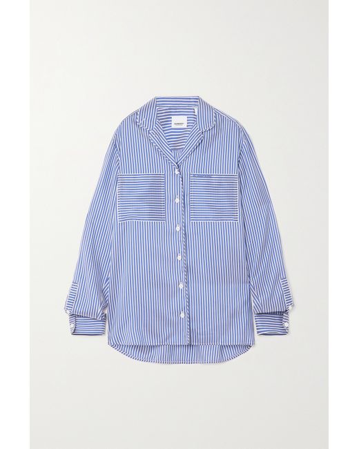 Burberry Embroidered Striped Cotton Shirt