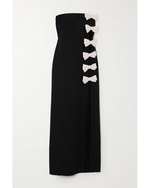 Valentino Garavani Strapless Bow-detailed Wool And Silk-blend Crepe Gown