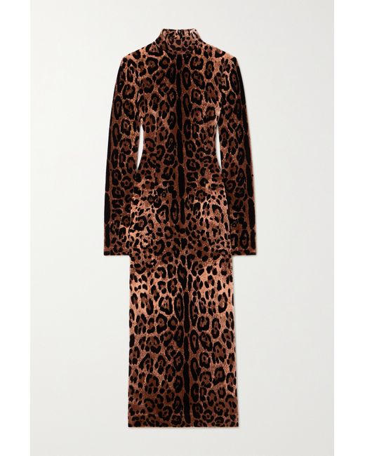 Dolce & Gabbana Leopard-jacquard Stretch-cotton Chenille Midi Dress Leopard print