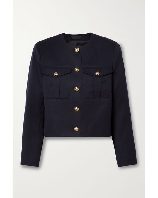 Nili Lotan Maurine Cropped Wool-twill Jacket Navy