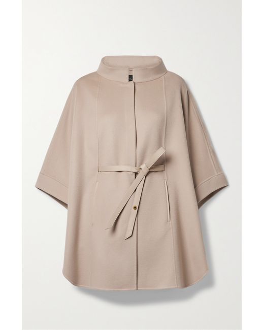 Loro Piana Belted Leather-trimmed Cashmere Cape