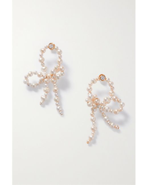 Completedworks Net Sustain Loop-the-loop Recycled Gold Vermeil Pearl And Cubic Zirconia Earrings
