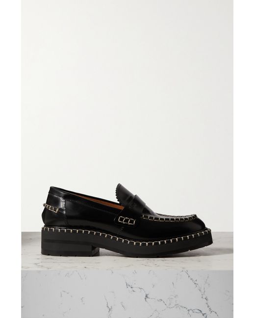 Chloé Noua Whipstitched Leather Loafers