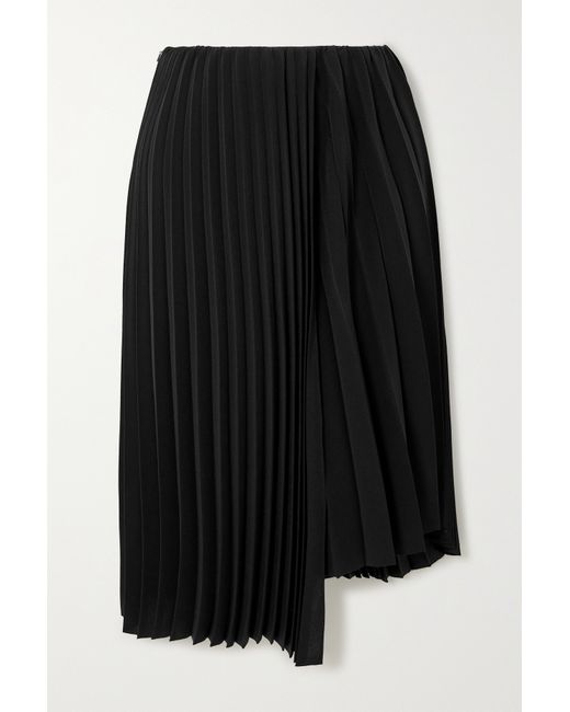 Saint Laurent Asymmetric Wrap-effect Pleated Crepe Midi Skirt