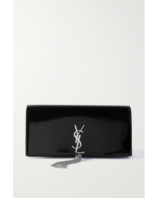 Saint Laurent Kate Glossed-leather Clutch