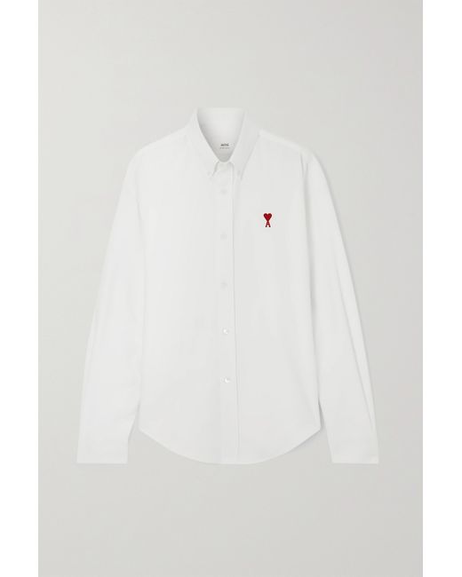 AMI Alexandre Mattiussi Embroidered Cotton Oxford Shirt