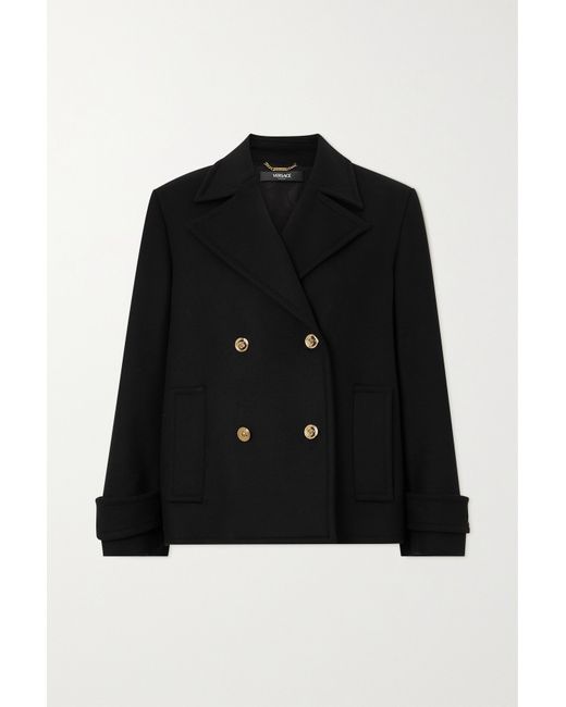 Versace Double-breasted Wool-blend Drill Coat