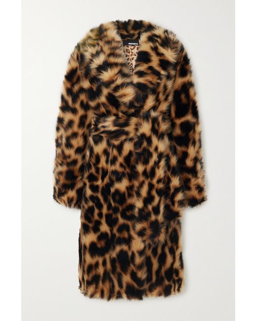 Rotate Birger Christensen Erika Belted Lepoard-print Faux Fur Coat Leopard print
