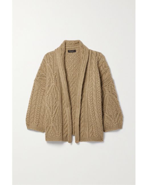 Loro Piana Erdenet Cable-knit Cashmere And Mohair-blend Cardigan Camel
