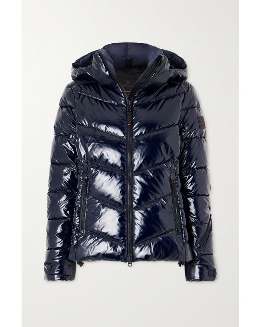 Bogner Fire+Ice Saelly Quilted Padded Glossed Hooded Ski Jacket Navy