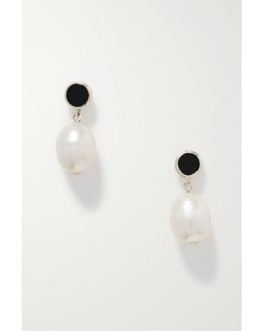 Sophie Buhai Neue Silver Pearl And Onyx Earrings