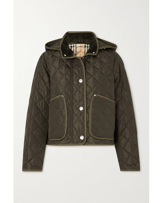 Burberry Grosgrain-trimmed Quilted Shell Jacket Dark