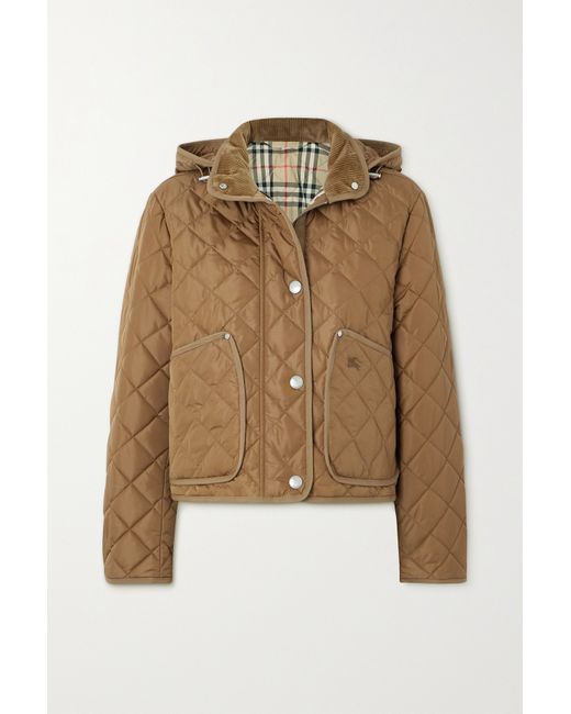 Burberry Grosgrain-trimmed Quilted Shell Jacket Camel