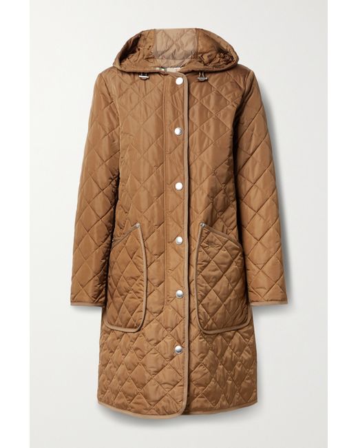 Burberry Hooded Quilted Padded Shell Coat Camel