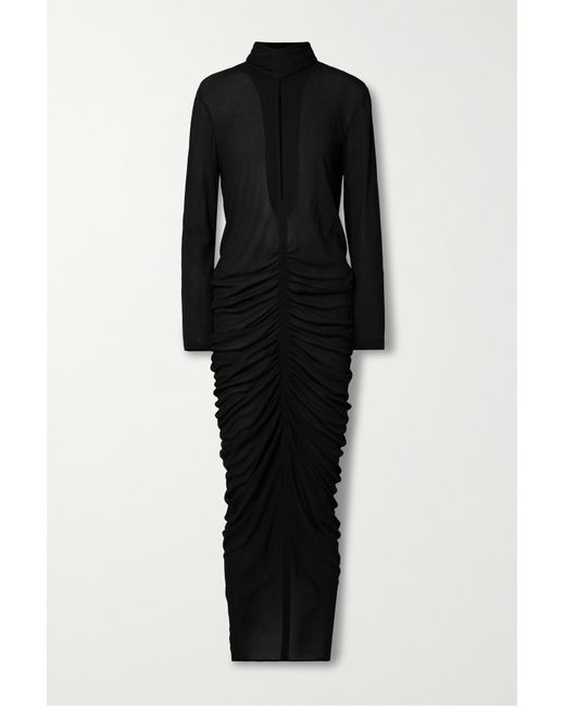 Givenchy Cutout Ruched Stretch-crepe Turtleneck Gown