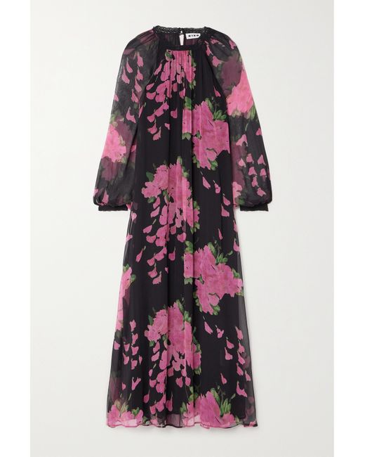 rixo Kahlo Lace-trimmed Metallic Floral-jacquard Maxi Dress