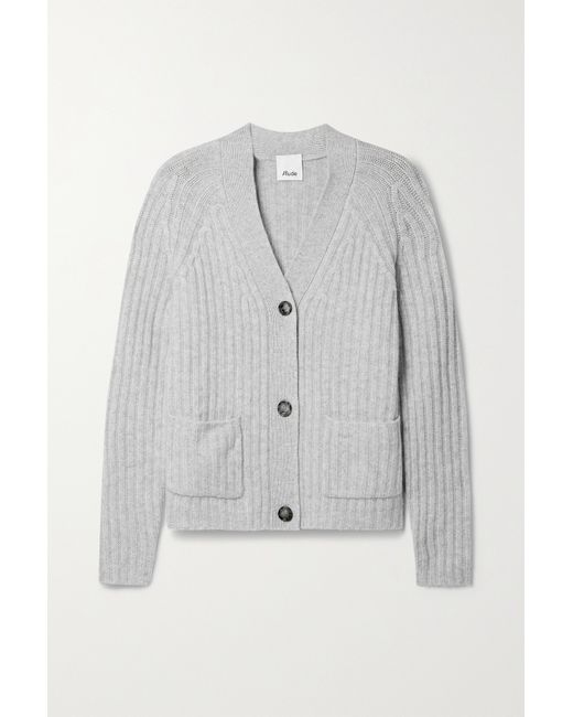 Allude Ribbed Cashmere-blend Cardigan Light