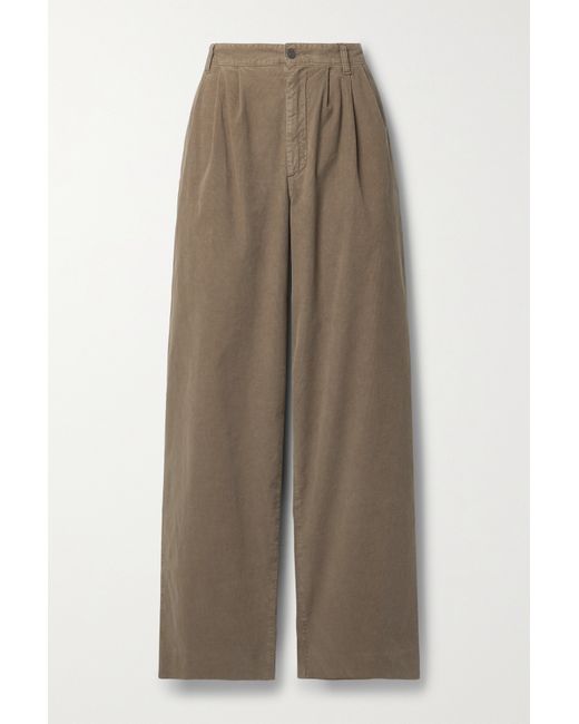 The Row Rufos Pleated Cotton-blend Corduroy Wide-leg Pants Camel