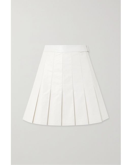Kassl Editions Pleated Coated Cotton-blend Mini Skirt