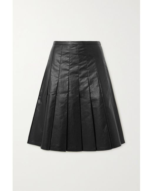 Kassl Editions Pleated Coated Cotton-blend Skirt