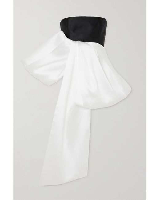 Solace London Nadina Strapless Bow-detailed Two-tone Satin-twill Top
