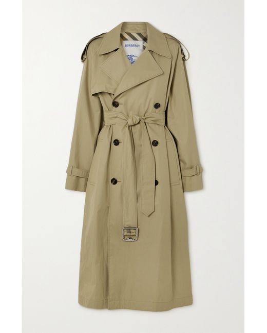 Burberry Belted Double-breasted Cotton-gabardine Trench Coat Neutral