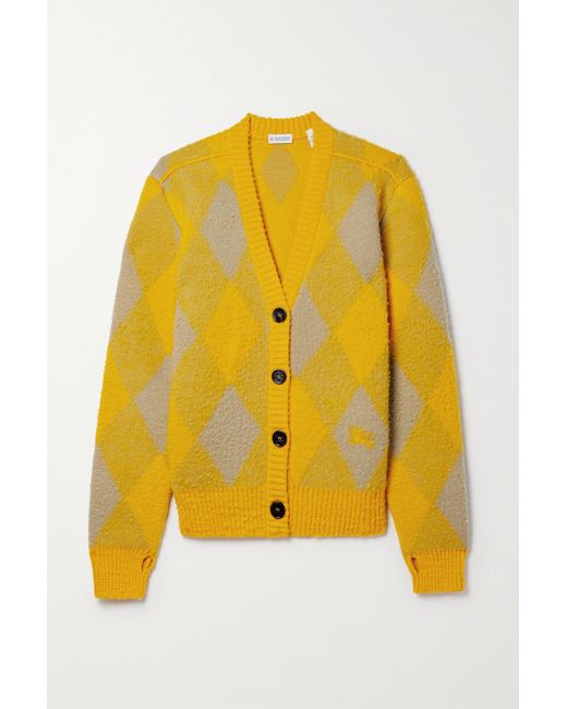 Burberry Argyle Jacquard-knit Wool Cardigan