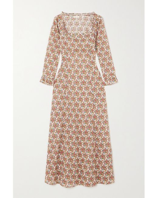 Dôen Marisa Ruffled Floral-print Organic Cotton-voile Midi Dress